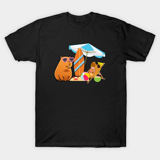 Capybara at Beach T-Shirt by TGPublish